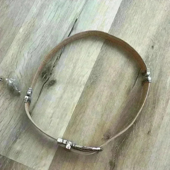 Brighton vintage Reversible Leather Belt BEIGE WHITE LEATHER B2701 - Picture 7 of 8